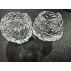 Kosta Boda Snowball Glass Votives Set 2